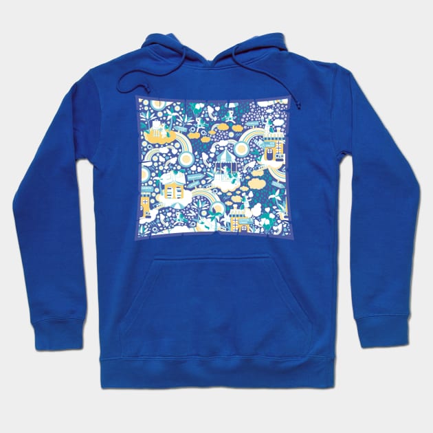 The secret map of Unicorns Village II // indigo blue background Hoodie by SelmaCardoso